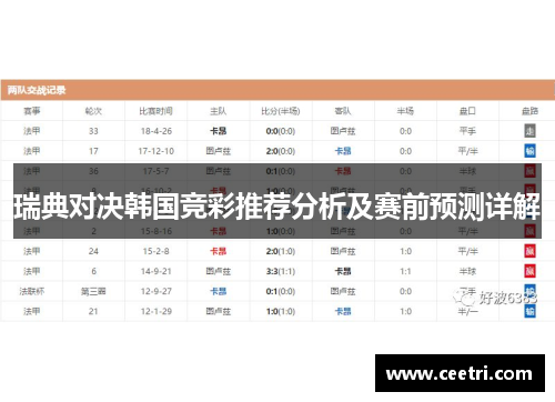 瑞典对决韩国竞彩推荐分析及赛前预测详解